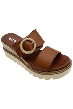 Mia Women's Orla Slip-on Wedge Sandals Cognac - Medium